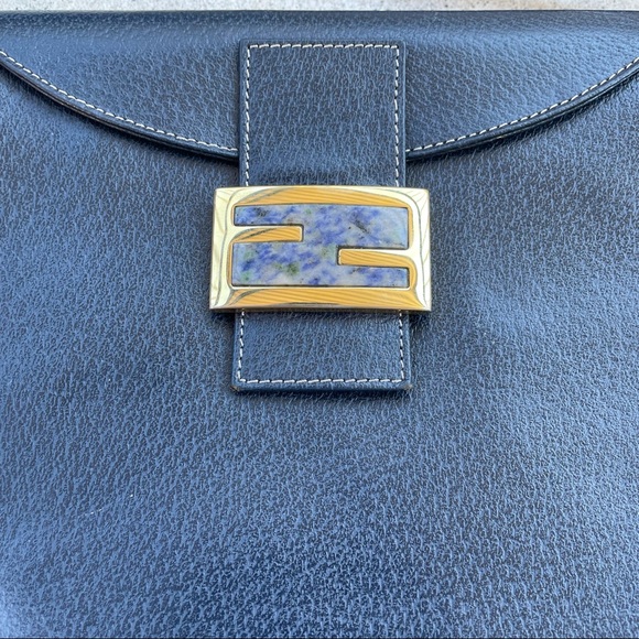 Vintage FENDI Marble-embellished Navy shoulder bag - Picture 12 of 14